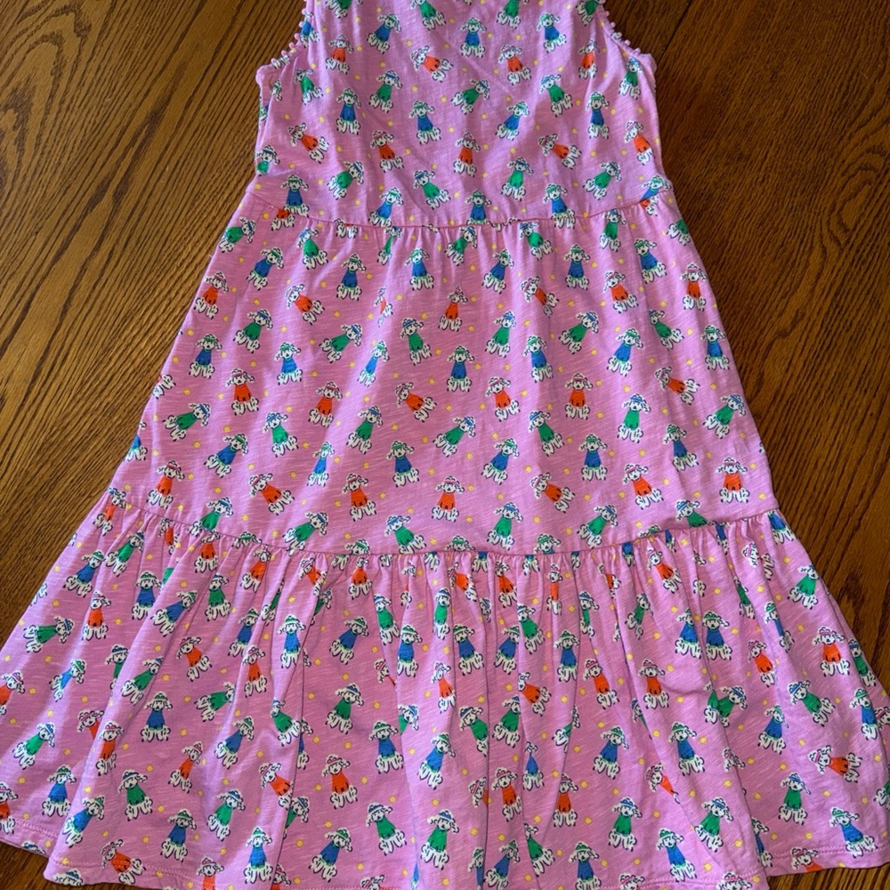 Mini Boden Pink Dress with Multi-Color Dog Print 11-12 y